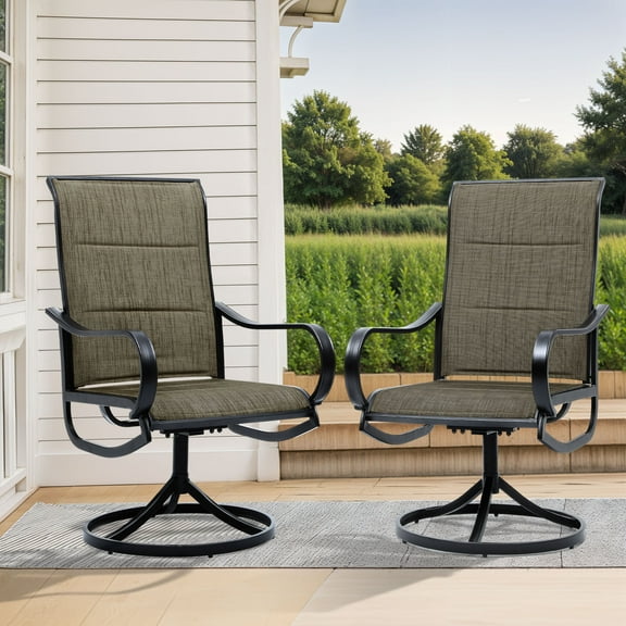 Uforic 360-degree Swivel Chairs, 2-pieces Outdoor Dining Chairs, Swivel Dining Chairs for Patio, Garden, Backyard, and Garden, with Breathable Teslin Fabric, All-Weather Construction, Brown