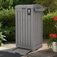thumbnail image 1 of Uforic 38 Gallon Outdoor Resin Trash Can with Lid, Includes Sorting Labels, Ash Holder, Stakes & Suction Cups, Hideaway Storage for Patio Backyard Garden, Light Brown, 1 of 9