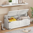 thumbnail image 1 of Uforic 39.4" Farmhouse Storage Chest with Wheels, Wooden Trunk with Safety Hinge, White, 1 of 11