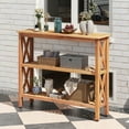 thumbnail image 1 of Uforic 39.4" Outdoor Console Table with Storage Shelves, Weatherproof Wood Side Table, Natural, 1 of 8