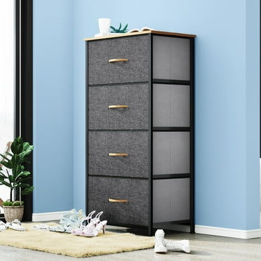 Uforic 4-Drawer Fabric Dresser, Storage Organizer for Bedroom, Living Room & Nursery, Dark Gray