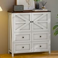 thumbnail image 1 of Uforic 4-Drawer Dresser with Doors & Storage Shelves, Wood Chest of Drawers Cabinet, White, 1 of 10