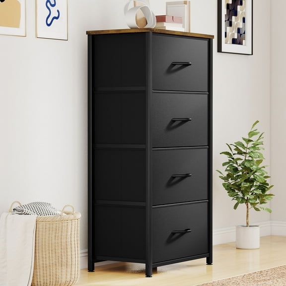 Uforic 4 Drawer Dresser with Durable Steel Frame & Handles for Adult for , Living Room, Black