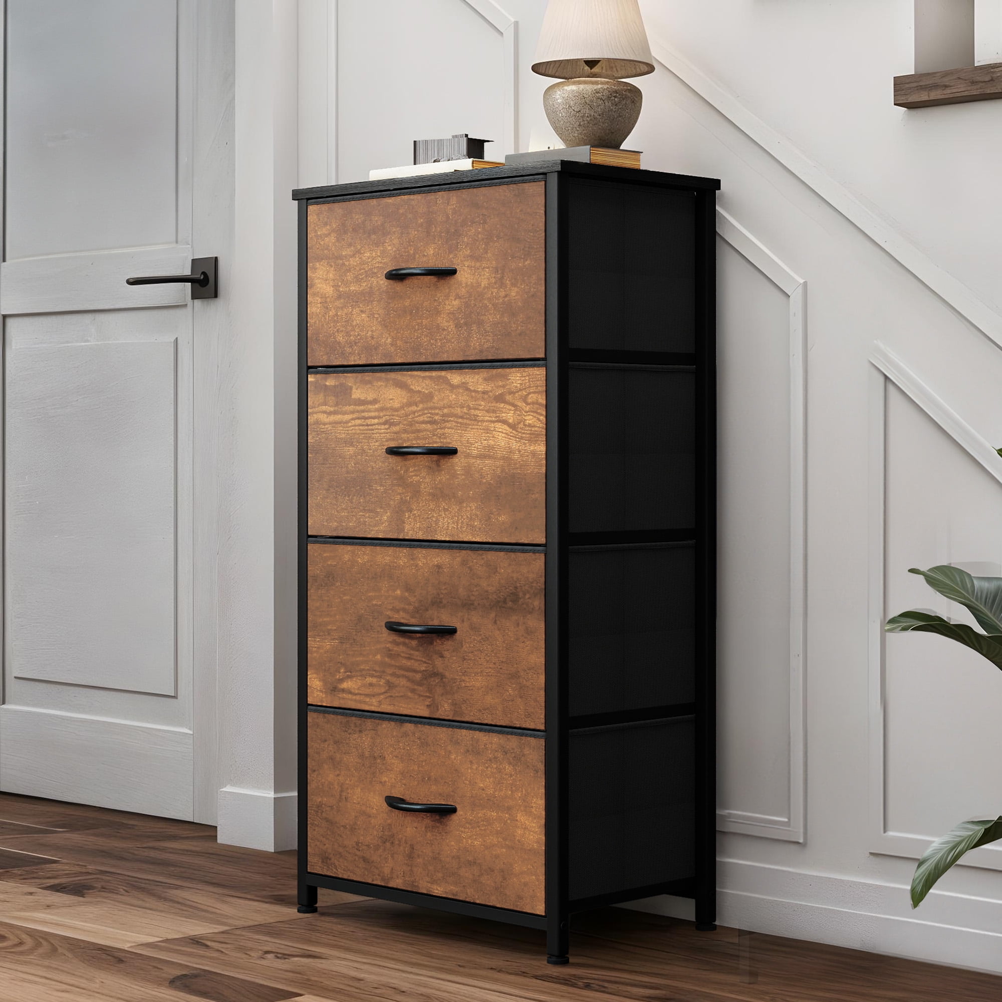 Uforic 4 Drawer Dressers for , Fabric Organizer Unit for Living Room, Closets, Sturdy Steel Frame & Wooden Top