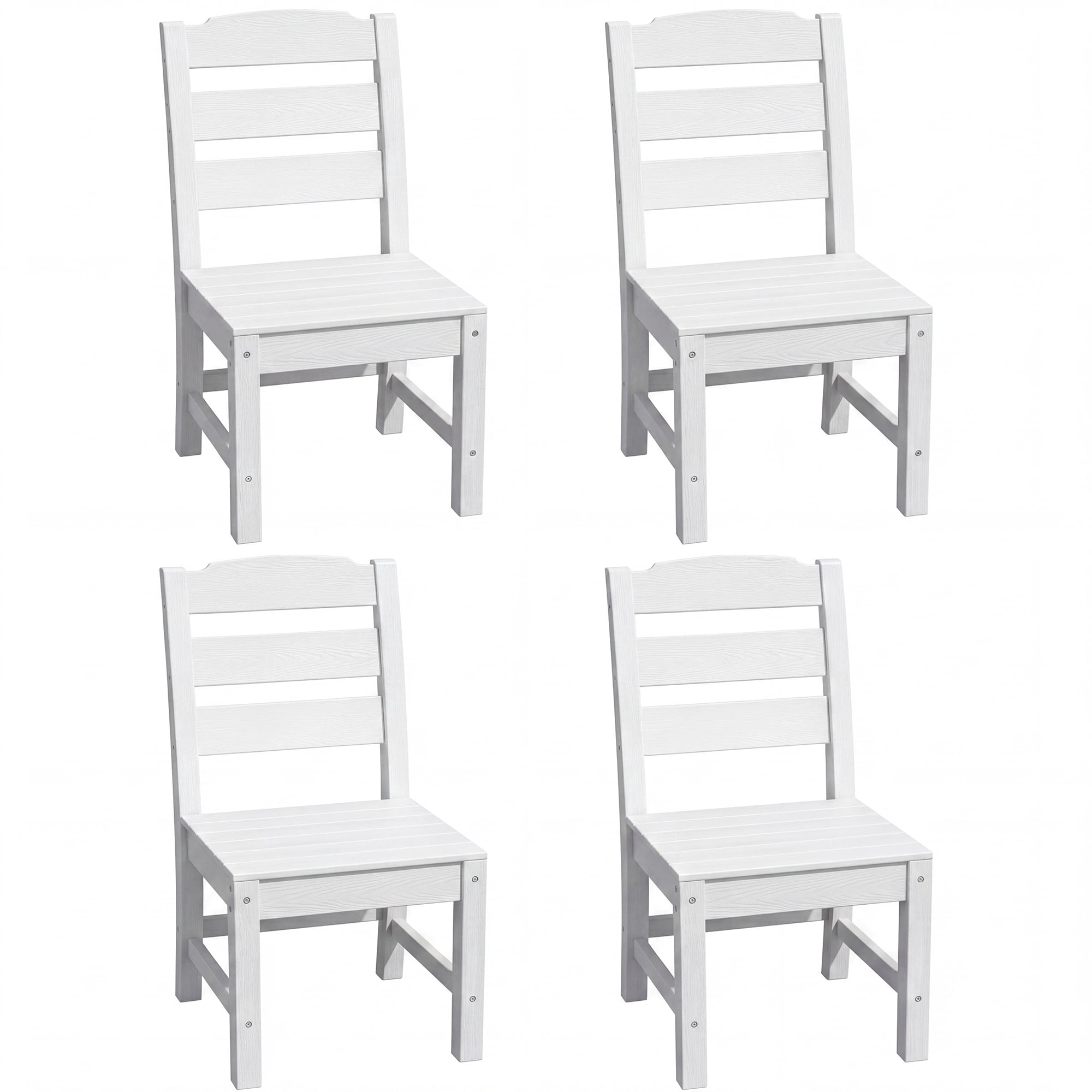 Uforic 4 Pack Outdoor Dining Chairs, Heavy Duty HIPS Weather Resistant Patio Chairs, Wood Grain Texture Garden Backyard Poolside Chair, 330 LBS Weight Capacity, White