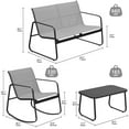 thumbnail image 1 of Uforic 4 Pieces Outdoor Furniture Set Patio Textilene Steel Conversation Set, Rocking Bistro Set with Loveseat Glass Table - Gray, 1 of 6