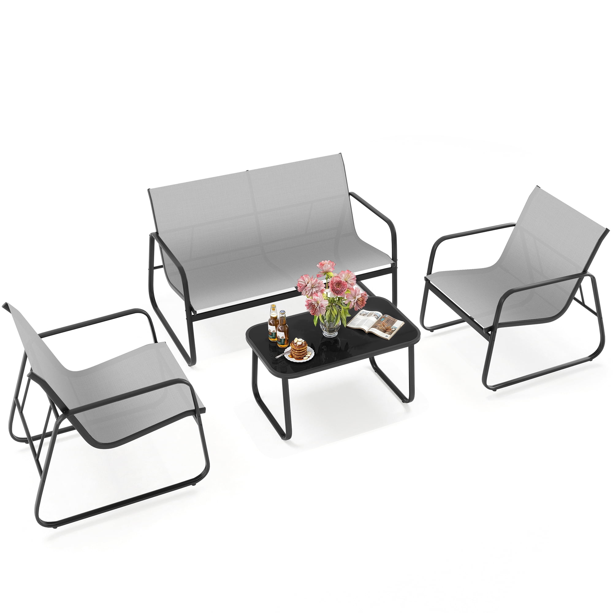 Uforic 4 Pieces Outdoor Furniture Set Patio Textilene Steel ...