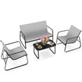 thumbnail image 1 of Uforic 4 Pieces Outdoor Furniture Set Patio Textilene Steel Conversation Set with Loveseat Tea Table - Gray, 1 of 8