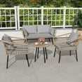 thumbnail image 1 of Uforic 4 Pieces Patio Conversation Set,Patio Furniture Set of Rattan Bistro Set with Loveseat Chair - Gray, 1 of 8