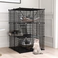 thumbnail image 1 of Uforic 41" Large 3-Tier Cat Cage with Extra Large Hammock - Indoor Metal Playpen for 1-2 Cats, Black, 1 of 6