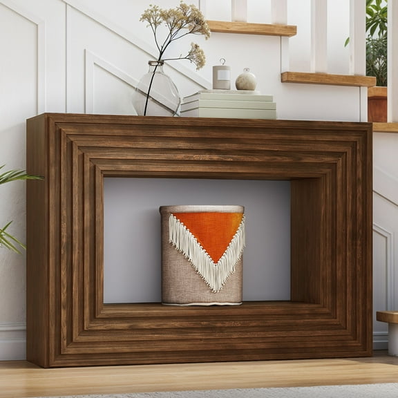 Uforic 47.2"W Console Table with Open Storage Shelf for Living Room,  Rustic Entryway Table, Brown