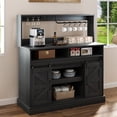 thumbnail image 1 of Uforic 47" Farmhouse Coffee Bar Cabinet, Buffet Sideboard with Power Outlets, Wine Glass Rack, Black Oak, 1 of 8