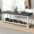 thumbnail image 1 of Uforic 48" Rectangular Shoe Bench with Shelves, Storage & Cushioned  Seat,Shoe Rack with Roman Style Legs - White & Gray, 1 of 9