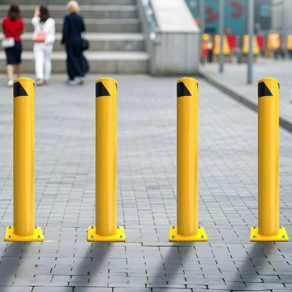 Uforic 48" x 4.5" Steel Safety Bollard Post, Parking Bollard for Warehouse, Yellow, 1PACK