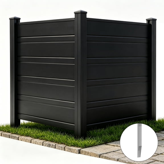 Uforic 48" x 48" Air Conditioner Privacy Screen, Outdoor Trash Can Enclosure with Metal Stakes, Pool Enclosure,2-Pack,Black