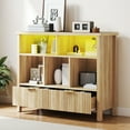 thumbnail image 1 of Uforic 5 Cube Bookcase with LED Light, Modern 3 Tier Bookshelf with Drawers for Home Office, 1 of 9