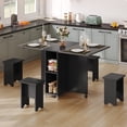 thumbnail image 1 of Uforic 5 Pieces Folding Dining Table Set with 4 Chairs, 55'' Drop Leaf Table Set with Storage Racks & Wheels，Multifunction Table Extension Dinner Table Set for 4 Peoples for Small Space, Gray, 1 of 11