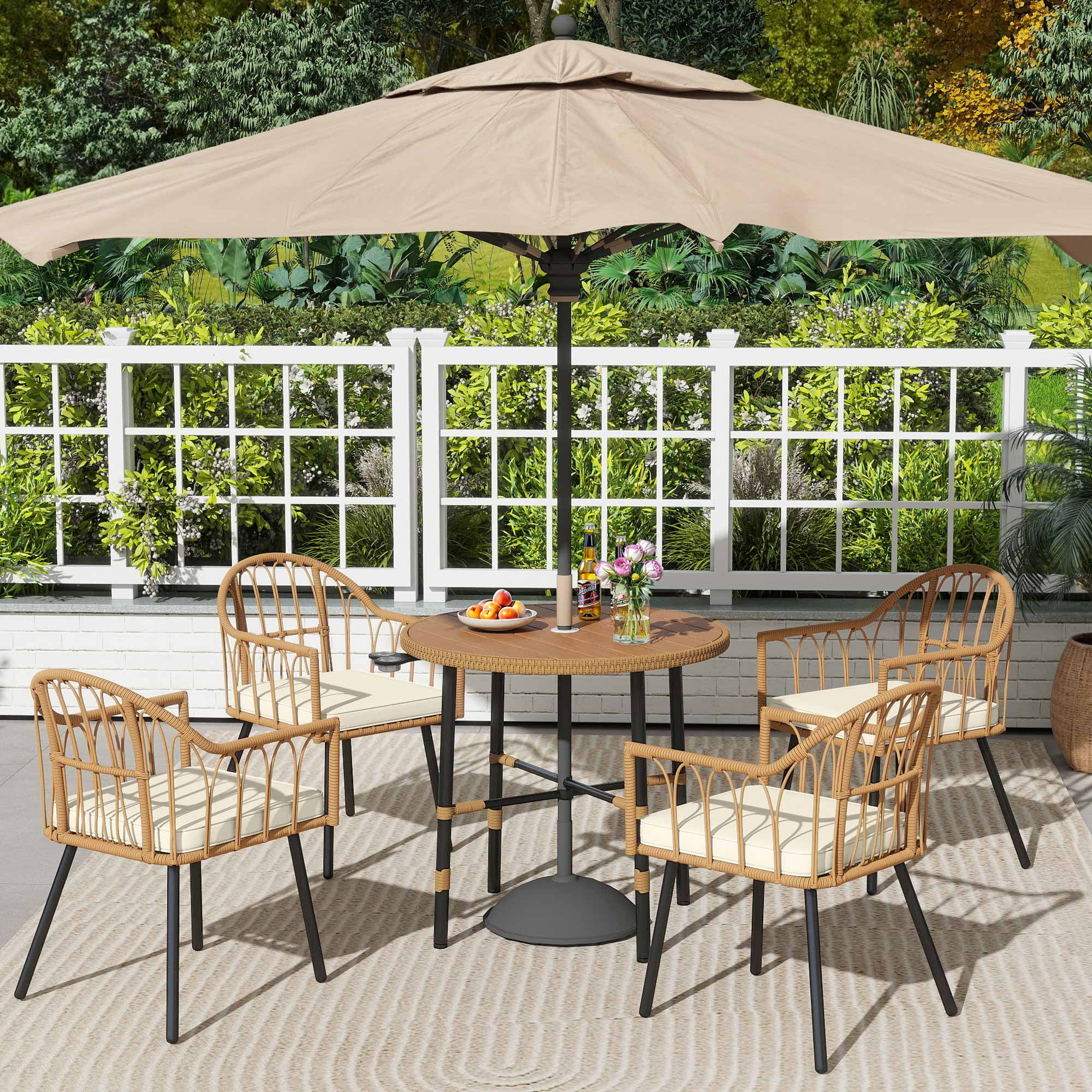 Outdoor Dining Table Patio Bistro Table With Umbrella Hole