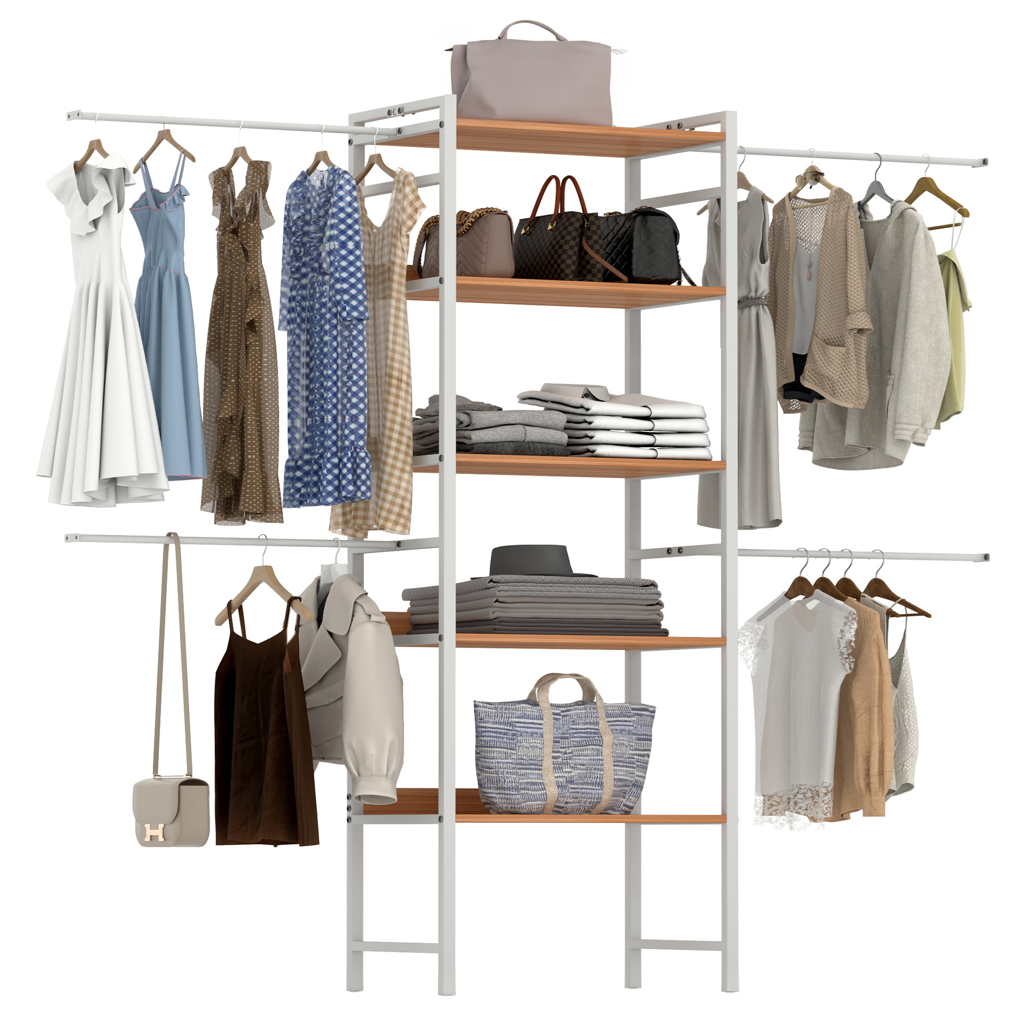 Uforic 5-Tier Industrial Metal Clothes Rack, Heavy Duty Garment Rack ...