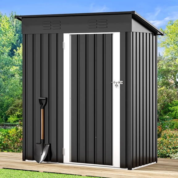 Uforic 5 x 3FT Outdoor Storage Shed,Sturdy Metal Tool Sheds with Secure Door & Air Vent for Garden,Patio,Lawn,Store Bike,Trash Can,Lawnmower,Dark Gray