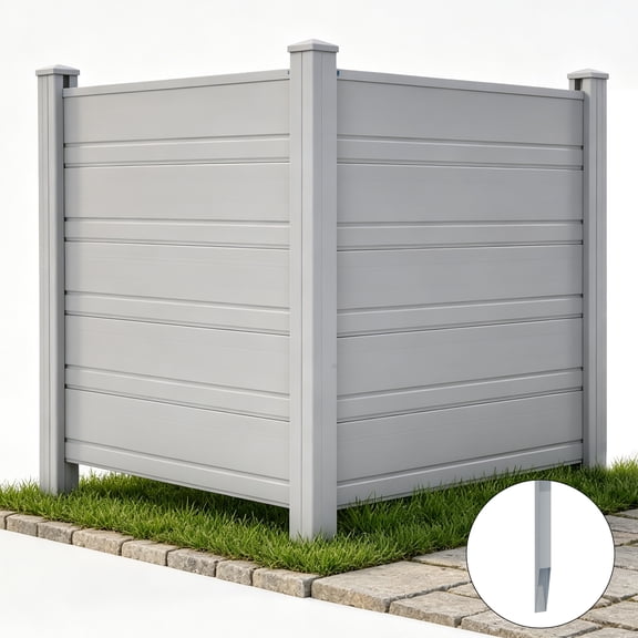 Uforic 50" x 50" Air Conditioner Privacy Screen, Outdoor Trash Can Enclosure with Metal Stakes, Pool Enclosure,2 Panels, Light Gray
