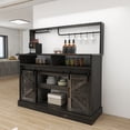 thumbnail image 1 of Uforic 52" Farmhouse Coffee Bar Cabinet,Barn Door, Wine Glass Rack, 5 Hooks, Sockets for Living Room, 1 of 8