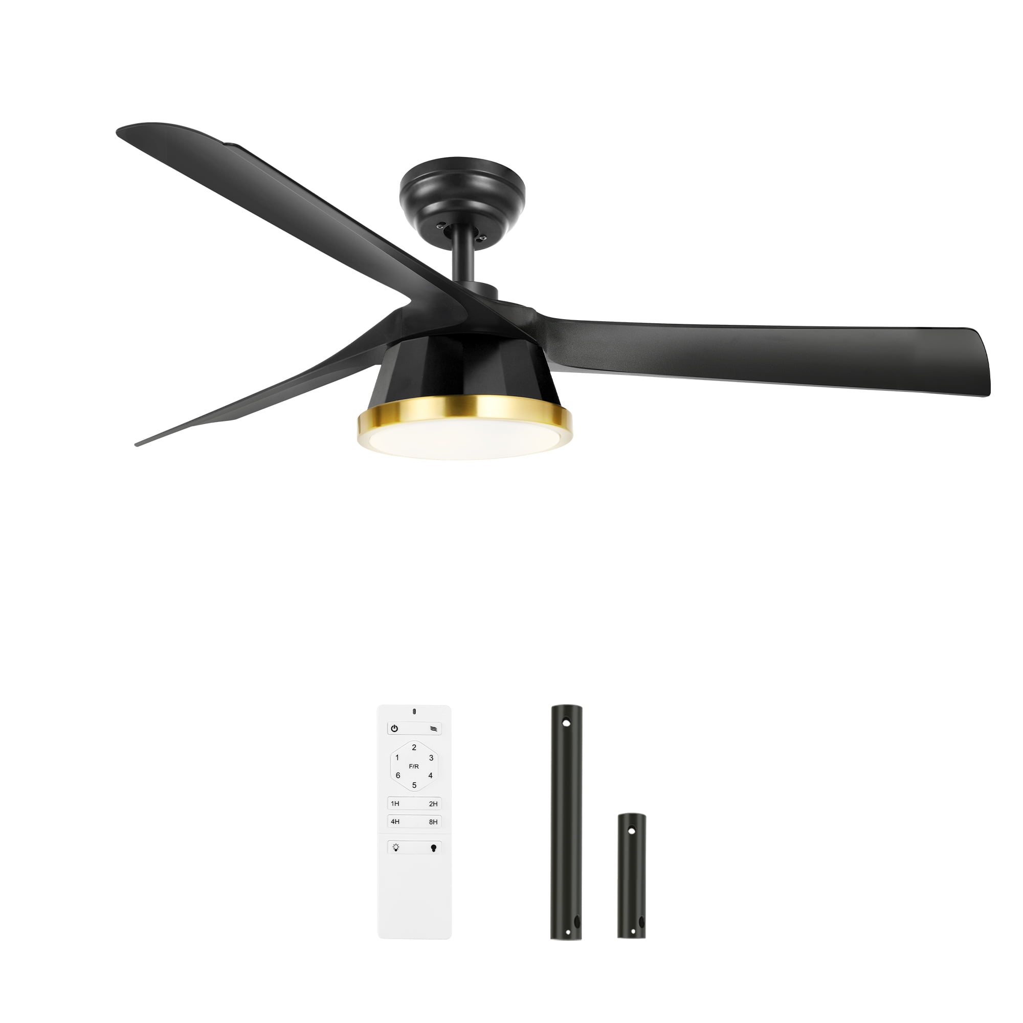 Sofucor 52″ Outdoor Ceiling Fan With Light – Remote Control, Reversible DC Motor, 6000 CFM, 3 CCT Dimmable, 3 ABS Blades For Patio/Bedroom