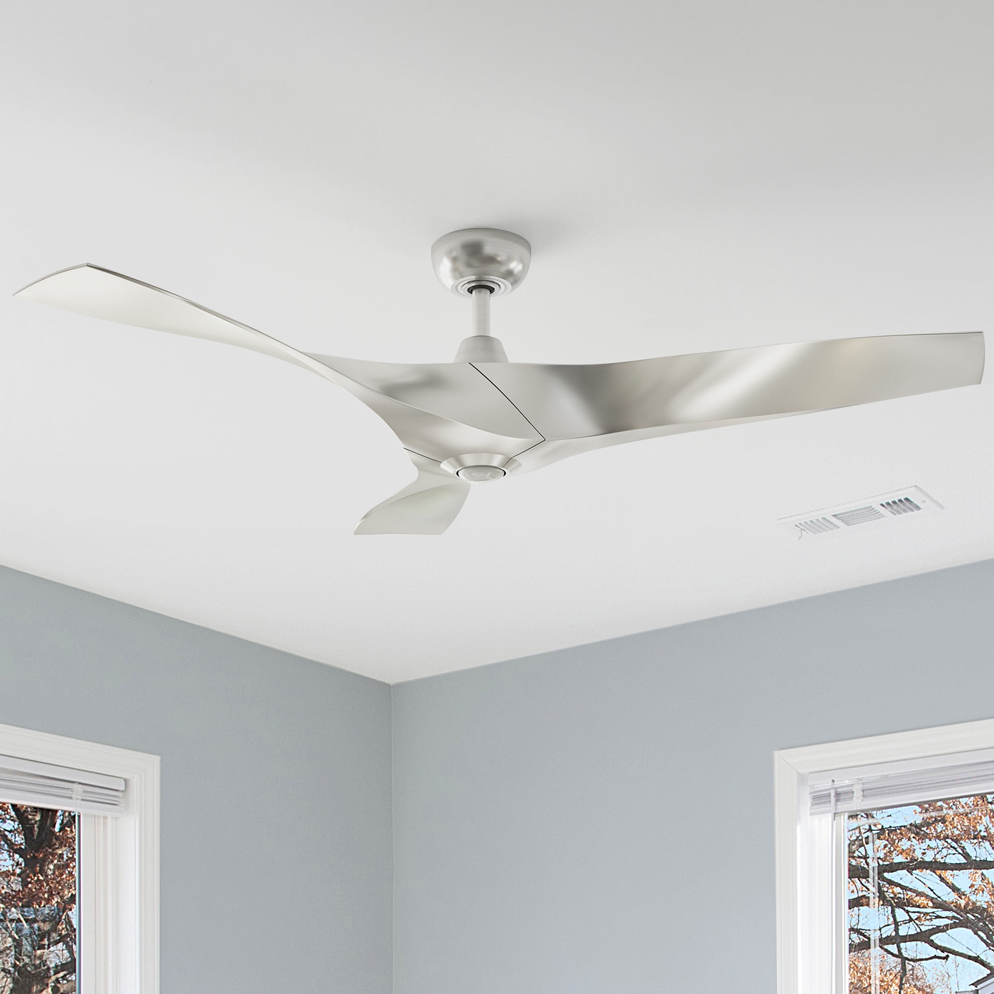 Uforic 52" Modern Ceiling Fan with Remote for Bedroom Kitchen More, Silver