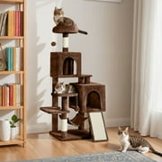 Uforic 54" Cat Tree Tower for indoor Cats,Multi-Level Play Tower Condo with Scratching Posts& Hammock,Brown