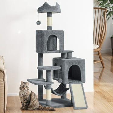 Uforic 54" Cat TreeTower with Sisal Scratching Post Tower Hammock Perch for Indoor Cats, Dark Gray