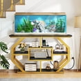 thumbnail image 1 of Uforic 55-75 Gal Aquarium Stand with Power Outlet – Faux Marble Fish Tank Stand for Turtle Tank, Reptile Terrarium, 860 lbs Capacity - Black & Gold, 1 of 10