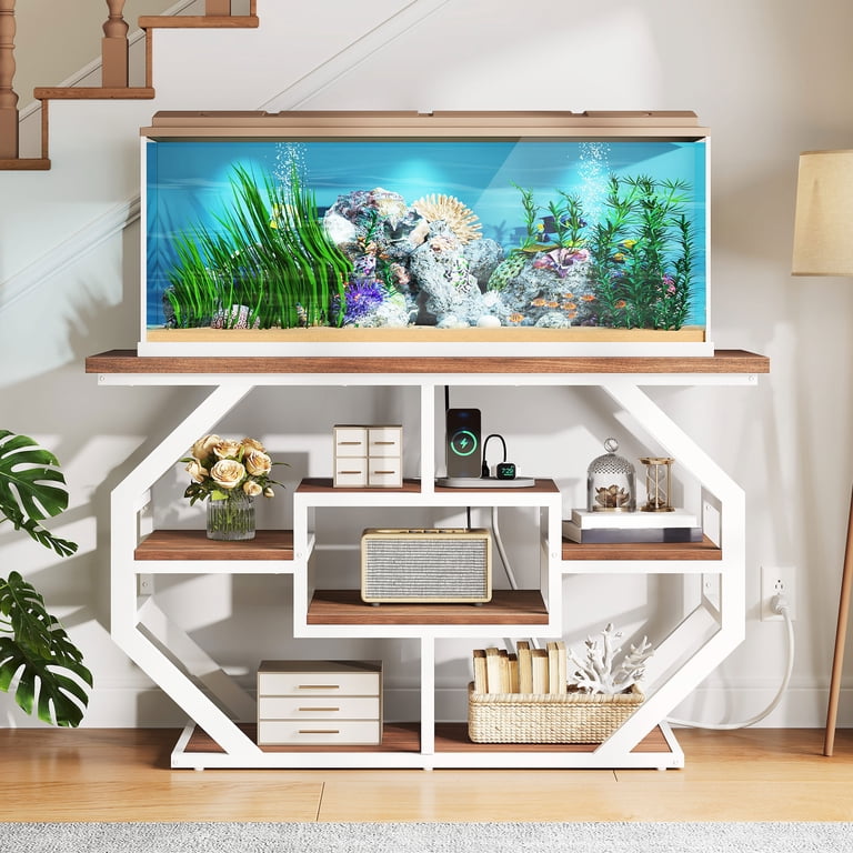 Uforic 55-75 Gal Aquarium Stand with Power Outlet – Faux Marble