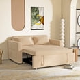 thumbnail image 1 of Uforic 55" Pull Out Sofa Bed 2 Seater Loveseats, 3-in-1 Convertible Sleeper Sofa Bed with Adjustable Backrest and Side Pocket, Modern Velvet Upholstered Loveseat Sofa Couch for apartment, Beige, 1 of 9