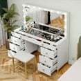thumbnail image 1 of Uforic 55" Vanity Desk with Lighted Mirror & Power Outlet & 8 Drawers, Modern Makeup Vanity Table Set with Storage Stool, White, 1 of 9