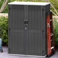 thumbnail image 1 of Uforic 59 Cu. Ft. Vertical Outdoor Storage Shed, Weatherproof Resin Cabinet with Double-Wall Panels & Floor, Lockable, Dark Gray (Shelves Not Included), 1 of 9