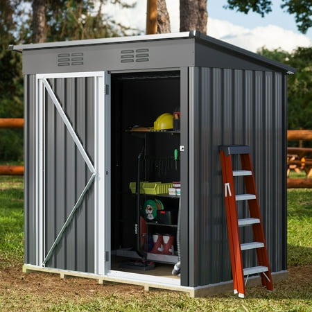 UFORIC 5x3ft Outdoor Storage Shed,Metal Garden Organizer, Lockable Door,Backyard,Garden,Dark Gray