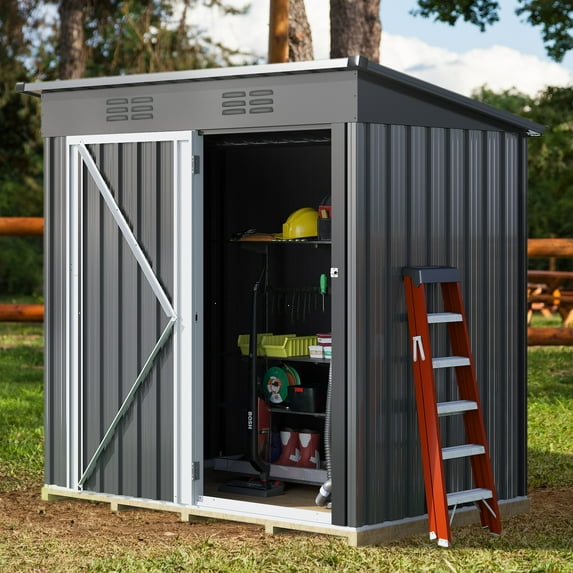 UFORIC 5x3ft Outdoor Storage Shed,Metal Garden Organizer, Lockable Door,Backyard,Garden,Dark Gray