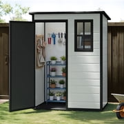 Uforic 5x3ft Resin Outdoor Storage Shed,Waterproof Garden Tool Storage with Window, Lockable Outside Storage for Patio,Lawn,Backyard