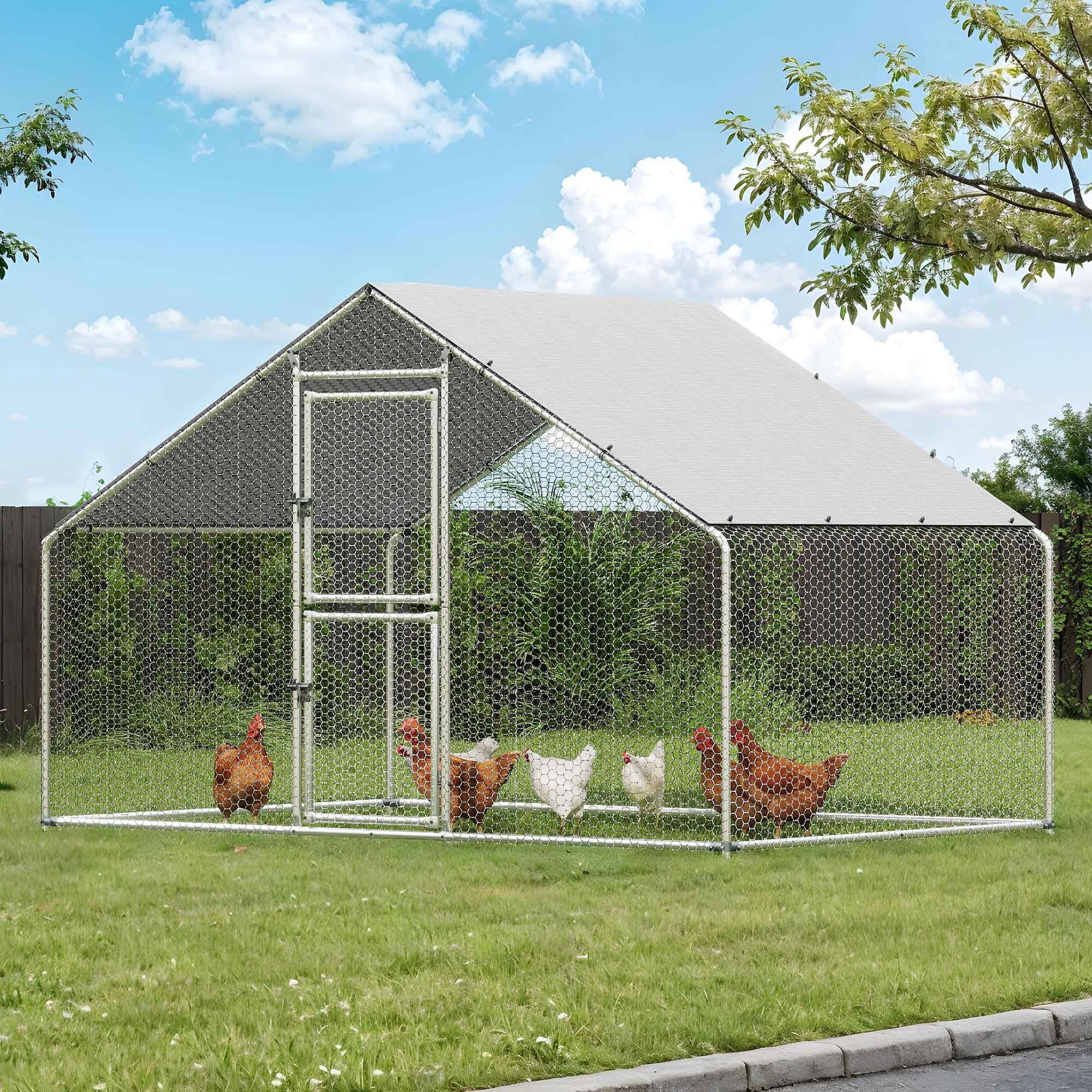 Uforic 6.6 x 9.8 x 6.4 ft Large Chicken Coop, Walking Poultry Cage Hen Run House Rabbits Habitat Cage,Chicken Run for Backyard Farm