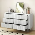 thumbnail image 1 of Uforic 6 Drawers Fluted Dresser with Anti-Tip Kits, Chest of Drawers with Solid Legs, White, 1 of 8