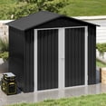 thumbnail image 1 of Uforic 6 Ft x 4 Ft Outdoor Tool Shed with Air Vents & Lockable Doors for Bikes & Tools, Dark Gray, 1 of 6