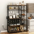 thumbnail image 1 of Uforic 6 Tier Kitchen Bakers Rack with Power Outlets, Coffee Bar Table with Wine Rack & Glass Holder, Storage Microwave Stand Kitchen Storage Shelf for Kitchen,Brown, 1 of 8