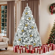 Uforic 6 ft Pre-lit Snow Flocked Artificial Christmas Tree with 880 Branch Tips, Green