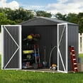 thumbnail image 1 of Uforic 6' x 4' Outdoor Metal Storage Shed, Large Tools Storage Shed, Heavy Duty Storage House with Lockable Double Doors & Air Vent for Backyard, Patio, Lawn, Dark Gray, 1 of 6