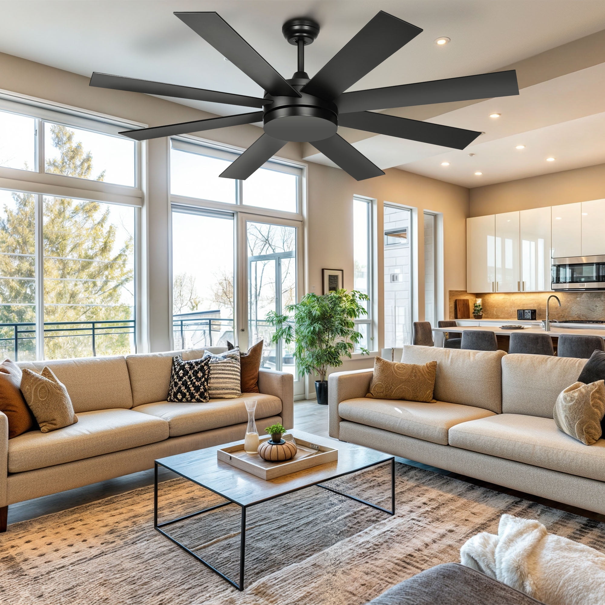 EKIZNSN 60 Inch Ceiling Fan With Light – Smart Remote, 5-Year Warranty, High CFM