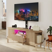 Uforic 60" TV Stand with Mount for 32-75" TVs, Height Adjustable Fluted Entertainment Center, Oak