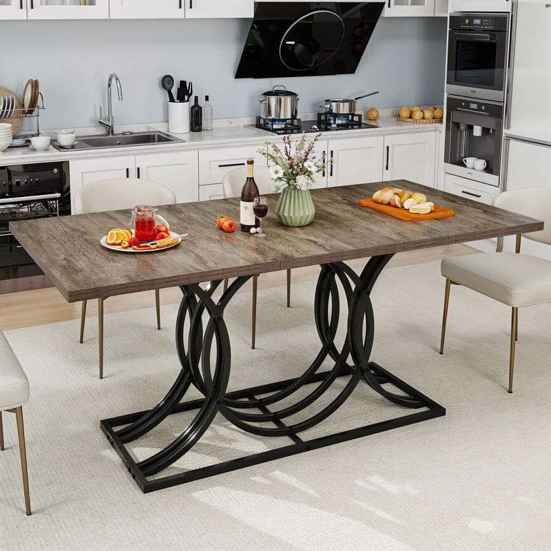 Uforic 63 Dining Table - Gray Kitchen Table for 4-6 People - Walmart.com