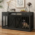 thumbnail image 1 of Uforic 63-Inch Dog Crate Furniture,TV Stand with Charging Station,Dog Kennel with Double Sliding Barn Door - Dark Gray, 1 of 8