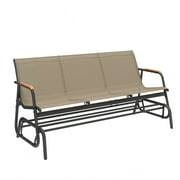 Uforic 66.3'' Outdoor Patio Swing Glider Bench Chair 3-Seat Rocker Lounge Chair - Brown