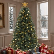 Uforic 6ft Pre-Lit Artificial Christmas Tree with 1000 Branch Tips&250 Warm Lights, Remote Control, Green